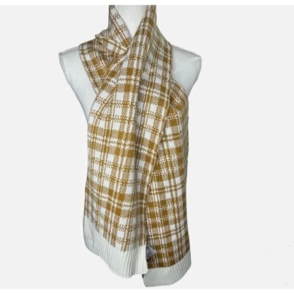 Timberland Scarf Buffalo Plaid Brown White Mens Womens Soft Quiet Luxury Preppy